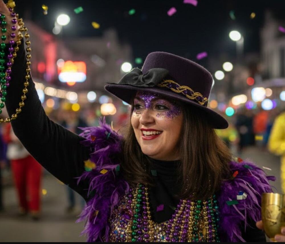 Eric Javits Vintage Purple and Gold Designer Bow Hat- Mardi Gras